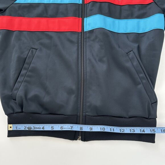 Vtg 80s Adidas Track Jacket Trefoil Mens M Black Stripe Zip Up Made In USA Retro - Picture 11 of 14